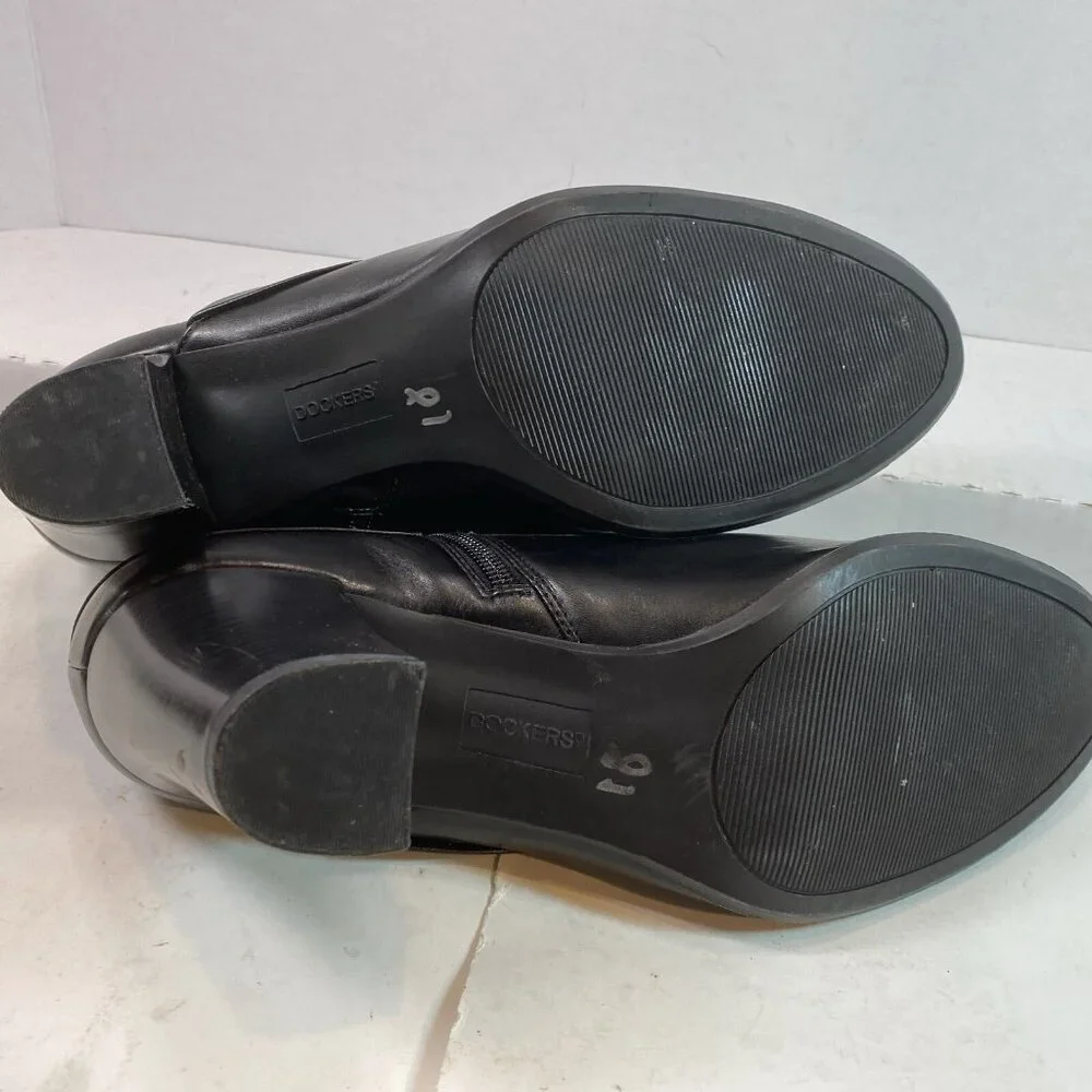 Dockers Women's Zippered Faux Black Leather Block Heel Ankle Boots Booties 11 M‎